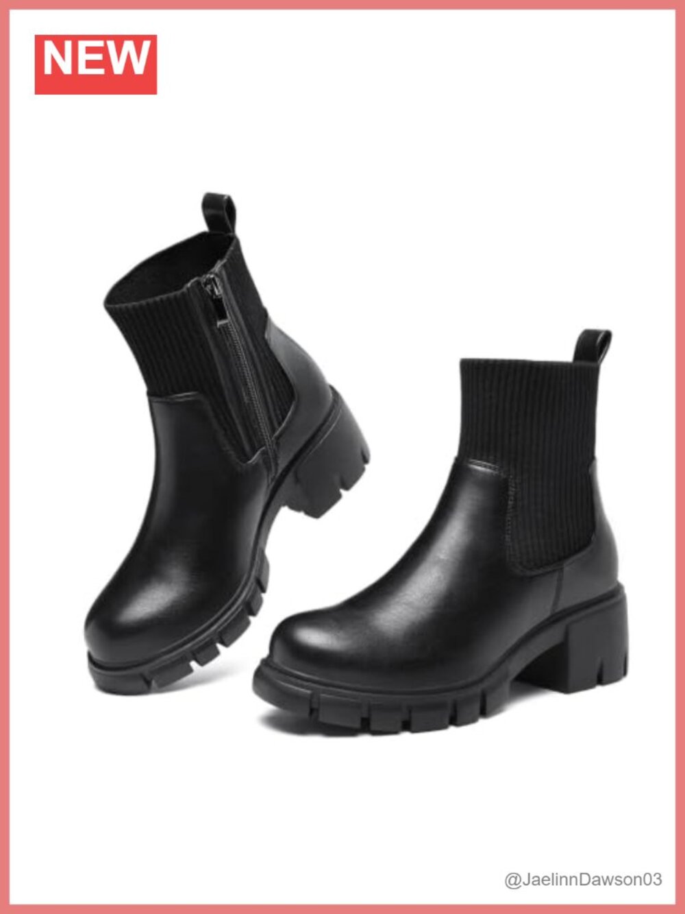 Womens Chelsea Boots Chunky Block Heel Side Zip Ankle Booties